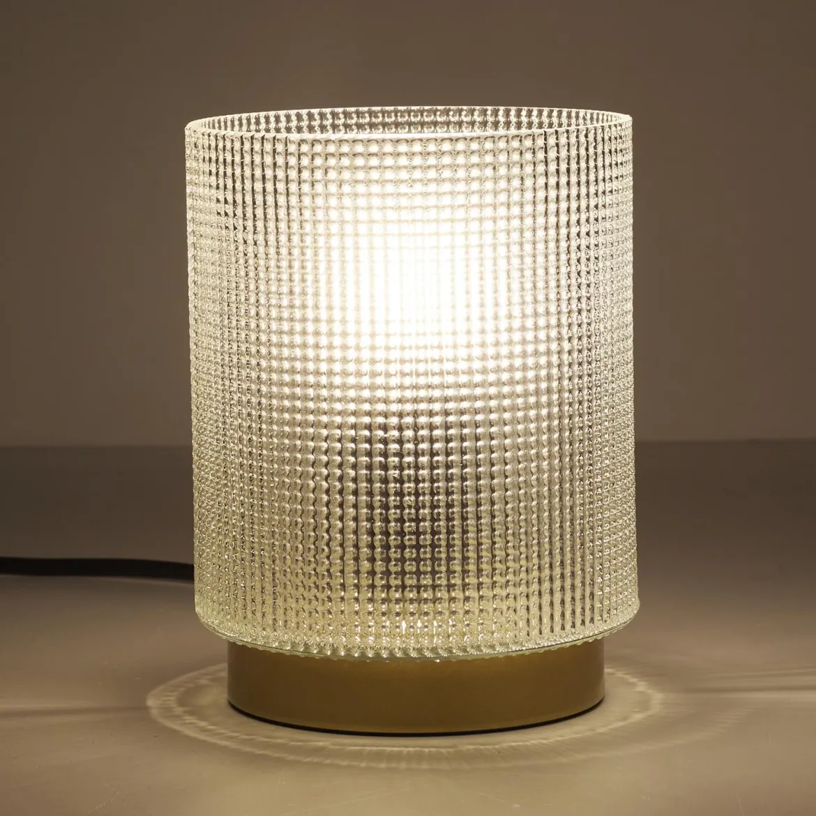 LAMPE A POSER VERRE EMBOSSE BLANC
