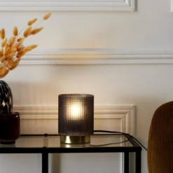 LAMPE A POSER VERRE EMBOSSE NOIR