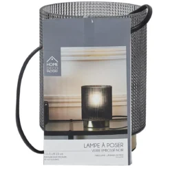 LAMPE A POSER VERRE EMBOSSE NOIR