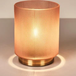 LAMPE A POSER VERRE EMBOSSE ROSE