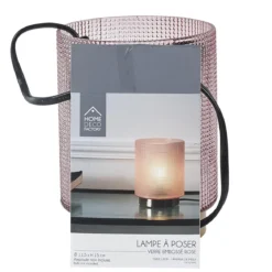 LAMPE A POSER VERRE EMBOSSE ROSE