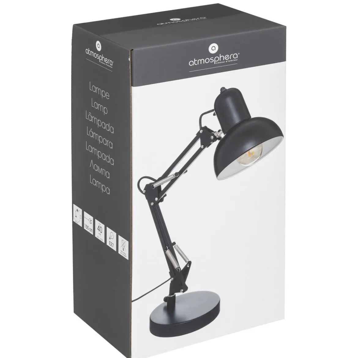 LAMPE ARC BREN NOIR H.55.8CM