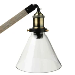 LAMPE ARC METAL ET BOIS ALAK MARRON H.59CM