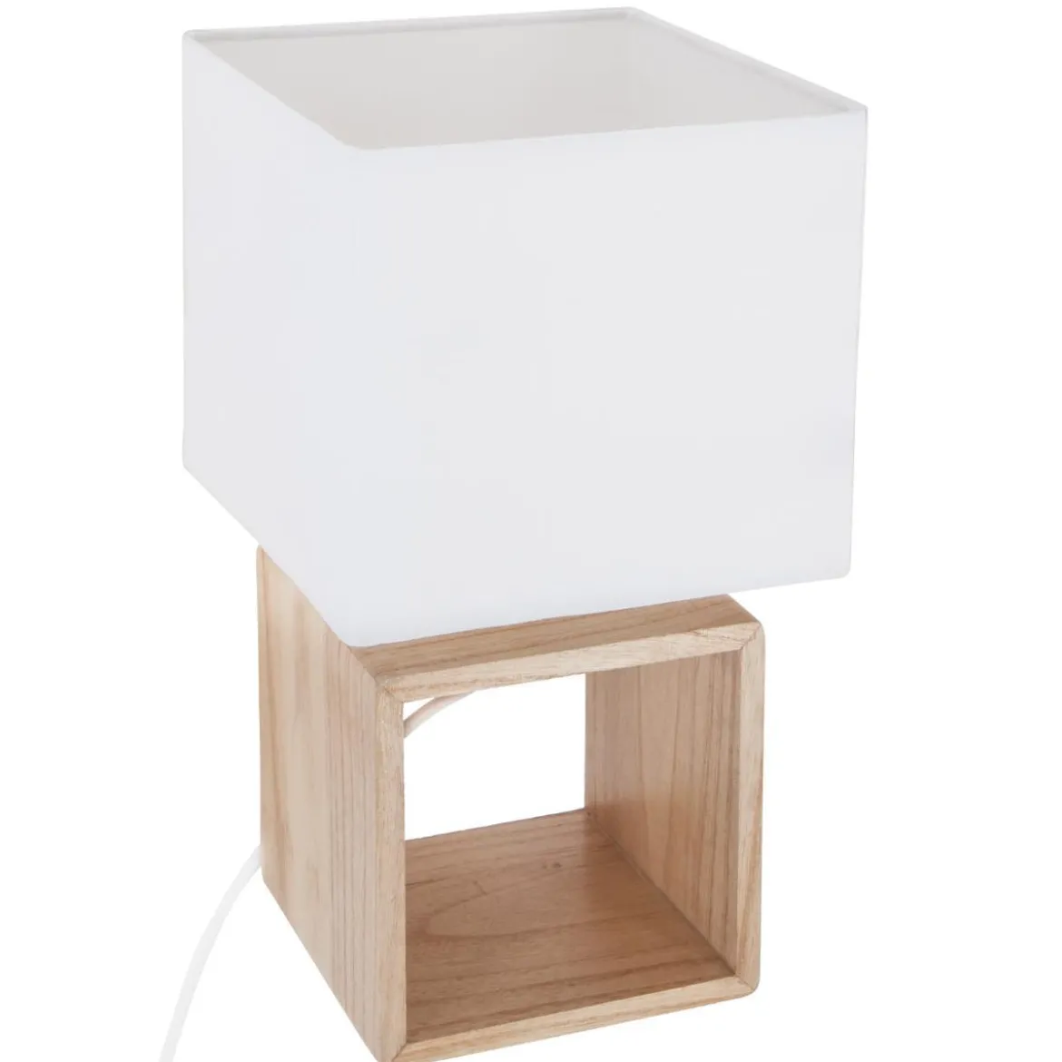 LAMPE BOIS CARRE H.32CM