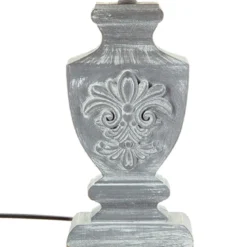 LAMPE BOIS PATINE GRIS H.53.5CM