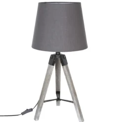 LAMPE BOIS TREPIED RUNO GRIS H.58CM