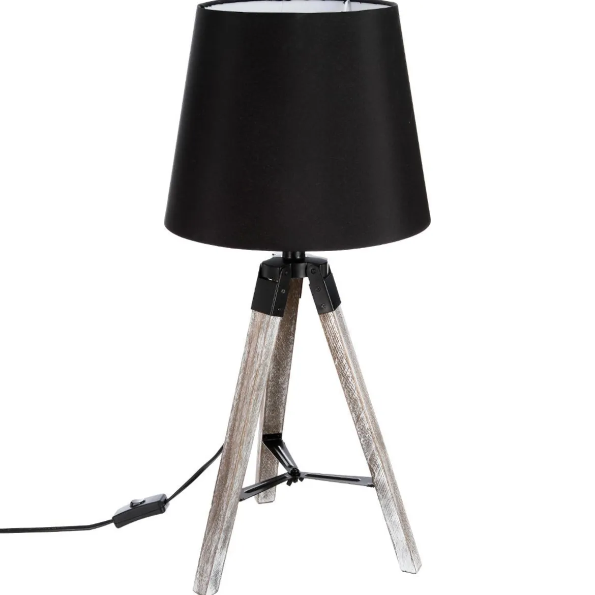 LAMPE BOIS TREPIED RUNO NOIR H.58CM