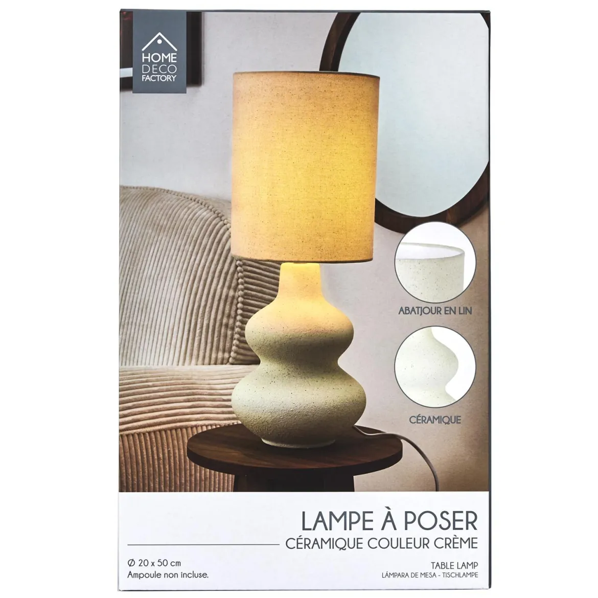 LAMPE CERAMIQUE CREME H.50CM