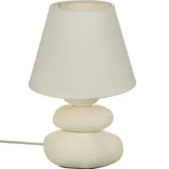 LAMPE CERAMIQUE GALET X3 STRIE H.30CM