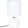 LAMPE CERAMIQUE STRIE BOULE BLANC H.25CM