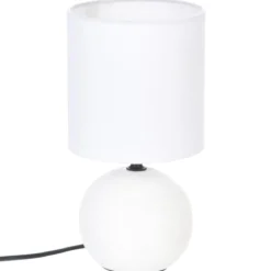 LAMPE CERAMIQUE STRIE BOULE BLANC H.25CM