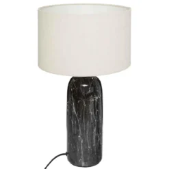 LAMPE CYLINDRE CERAMIQUE MAPU NOIR BLANC H.48CM