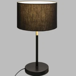 LAMPE DROITE JULE NOIR DORE H.42CM