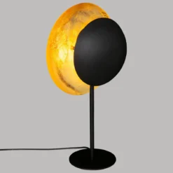 LAMPE DROITE METAL ESTEE NOIR DORE H.57CM