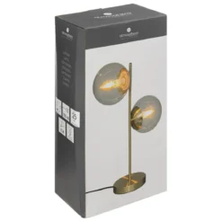 LAMPE DROITE VERRE COL DORE H.50CM