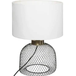 LAMPE GRILLE EMIE NOIR ET BLANC H.38CM