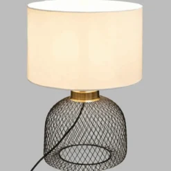 LAMPE GRILLE EMIE NOIR ET BLANC H.38CM