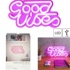 LAMPE LED EFFET NEON GOOD VIBES USB