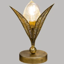 LAMPE LED FEUILLE METAL DORE H.24.5CM