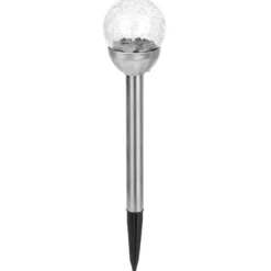 LAMPE 1 LED SOLAIRE INOX VERRE CRAQUELE H.38CM