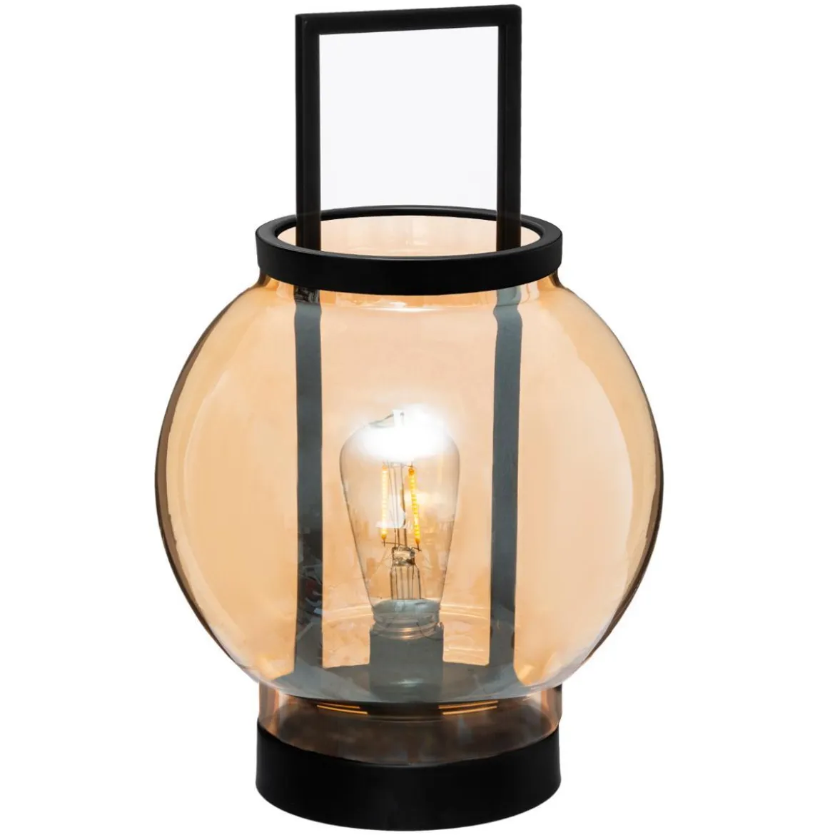 LAMPE LED VERRE AMBRE D.19CM