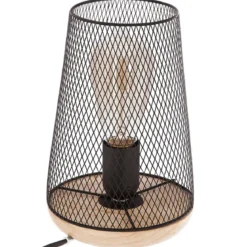 LAMPE METAL BOIS NOIR ZELY H.23CM