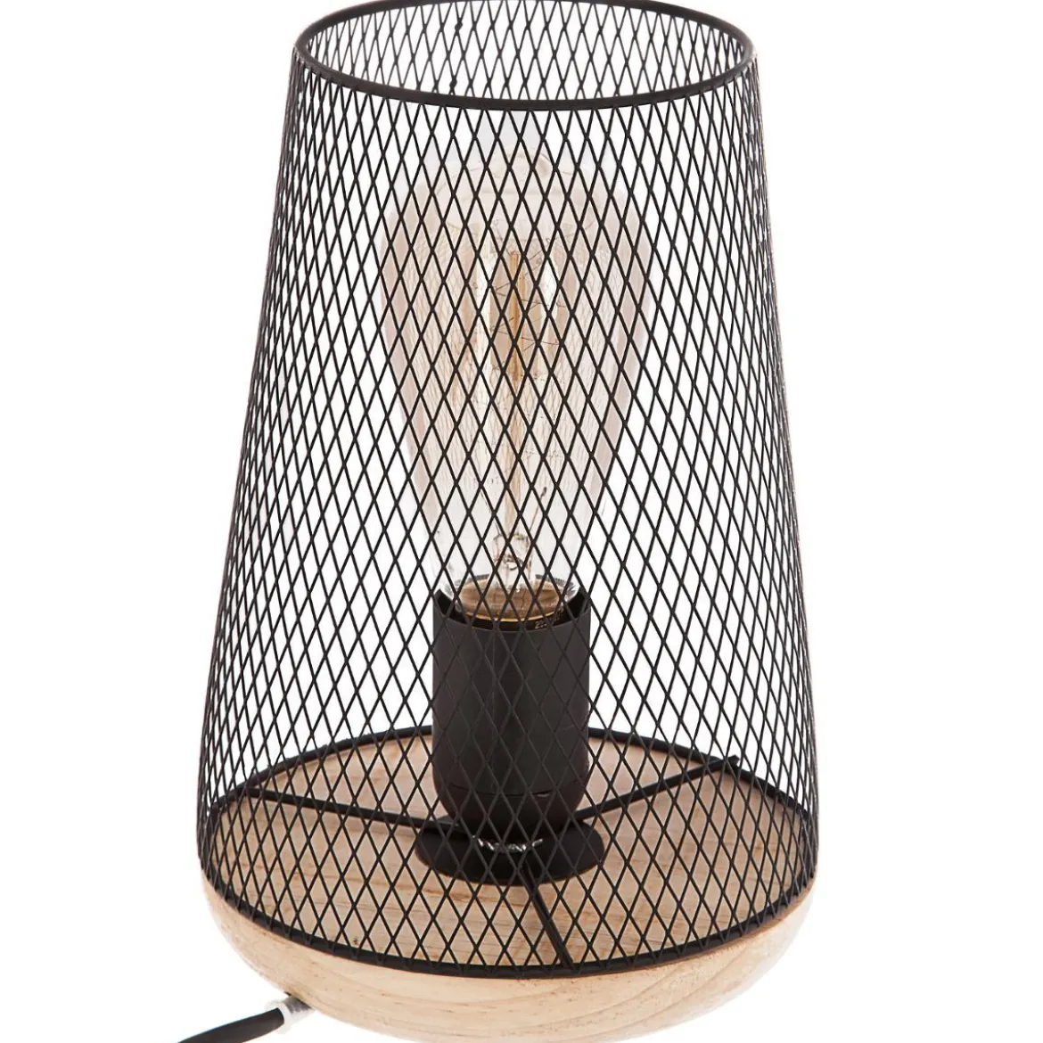 LAMPE METAL BOIS NOIR ZELY H.23CM