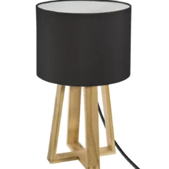 LAMPE PIED BOIS NOIR MOLU H.35CM