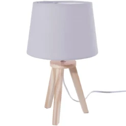 LAMPE 3 PIEDS BOIS GRIS