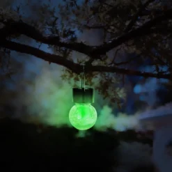 LAMPE SOLAIRE BOULE VERRE INOX 1 LED MULTICOLOR D.6CM