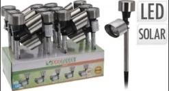 LAMPE SOLAIRE MINI SPOT INOX BLANC CHAUD ON OFF SWITCH