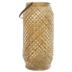 LANTERNE BAMBOU CROSS BEIGE D.22X47CM