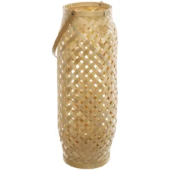 LANTERNE BAMBOU CROSS BEIGE D.22X47CM