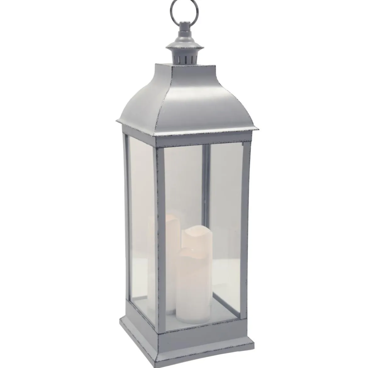 LANTERNE LED ANTIQUE GRIS H.71CM