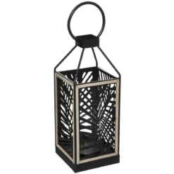 LANTERNE METAL FEUILLE DRISS H.38.5CM