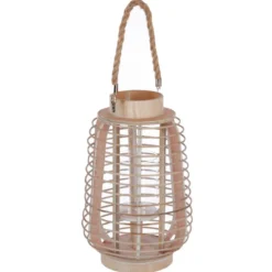 LANTERNE RATTAN ET VERRE H.33CM
