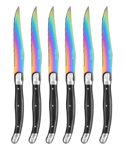LES TITANES SET 6 COUTEAUX REVETEMENT TITANE BOITE COULEUR