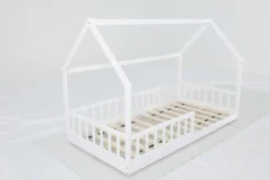 LIT CABANE BLANC BARRIERE 90X190CM