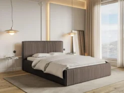 LIT FARESE 160X200CM TAUPE ET SOMMIER TILIA 17
