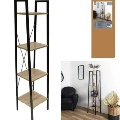 LOKA ETAGERE BOIS ET METAL 148X34X32CM