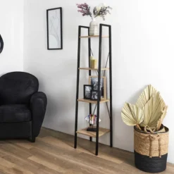 LOKA ETAGERE BOIS ET METAL 148X34X32CM