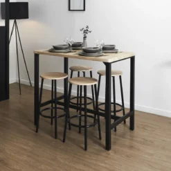 LOKA TABLE MANGE DEBOUT ET 4 TABOURETS