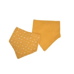 LOT 2 BAVOIRS BANDANA GAZE DE COTON 16X41CM MOUTARDE