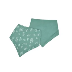 LOT 2 BAVOIRS BANDANA GAZE DE COTON 16X41CM VERT
