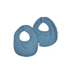 LOT 2 BAVOIRS GAZE DE COTON ET EPONGE 22X27CM BLEU FONCE