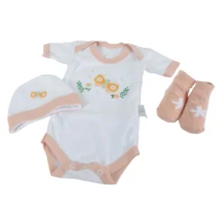 LOT BODY BONNET CHAUSSETTE NAISSANCE COTON FANTASY GARDEN