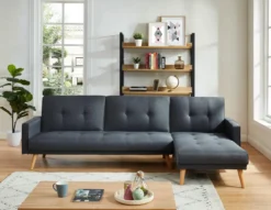 LUXI CANAPE ANGLE ANTHRACITE CONVERTIBLE STYLE SCANDINAVE