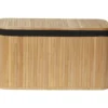MALLE RECTANGULAIRE 66.5X29X38CM BAMBOU TISSU LIN NOIR
