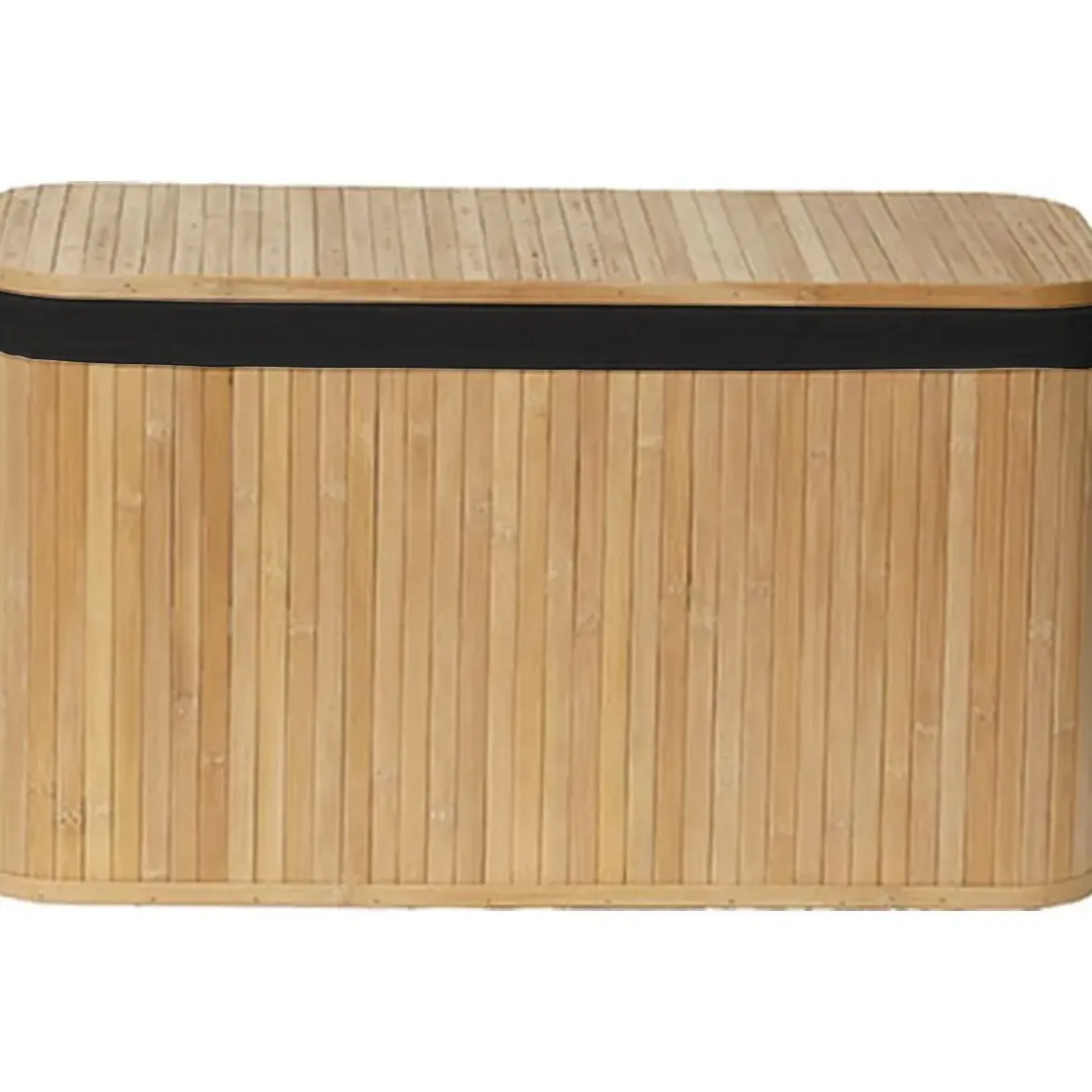 MALLE RECTANGULAIRE 66.5X29X38CM BAMBOU TISSU LIN NOIR