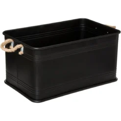 MALLE METAL BOIS NOIR CUBA D.60.1X37.8X33.1CM